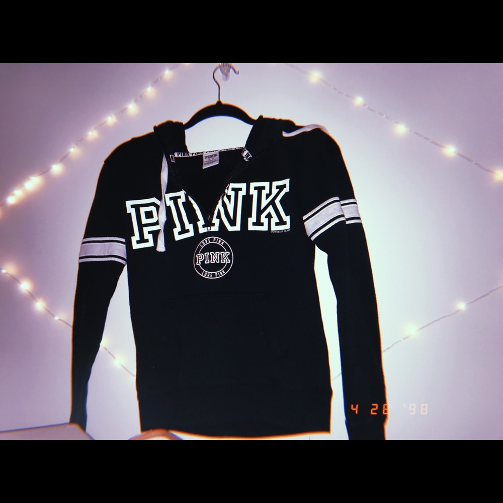 A black and white PINK sweatshirt